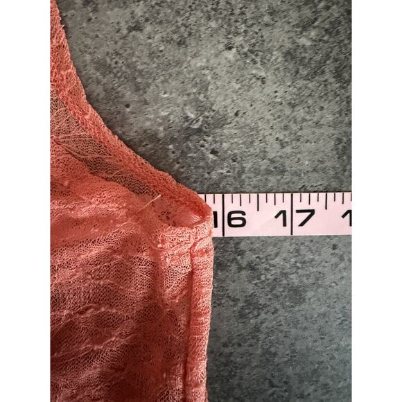 Mudd Womens Y2K Lace Mesh Festival Tank Top L Orange Boho Hippie Beach Stretch - Picture 6 of 8